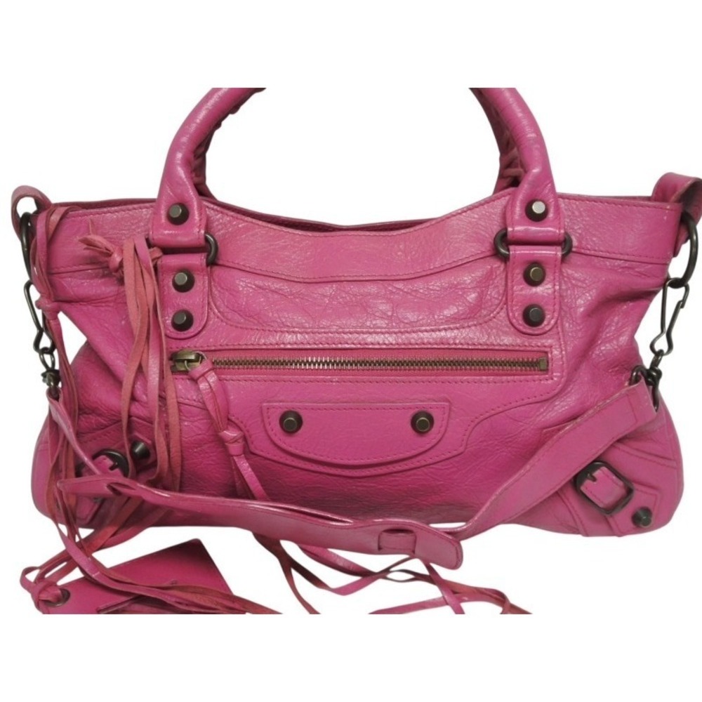 Balenciaga Handbag Sheepskin Pink City Shoulder The